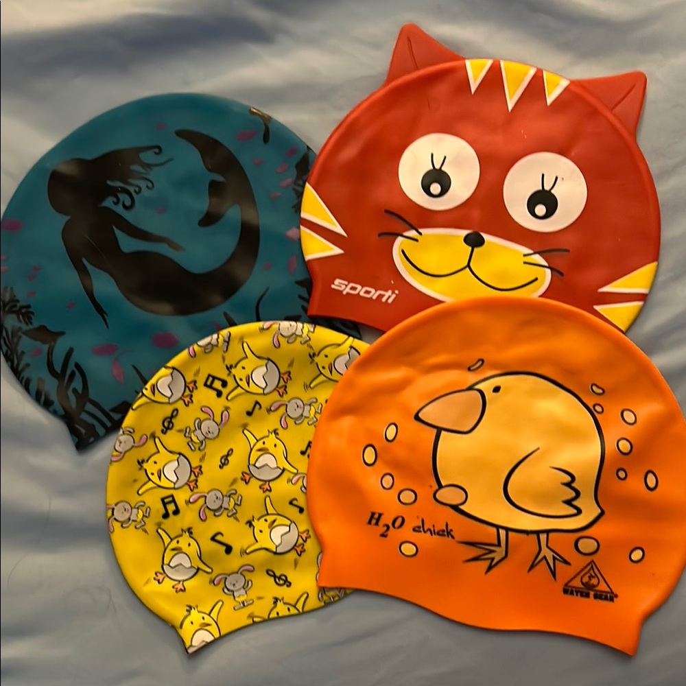 Colorful Swim Caps with Fun Designs